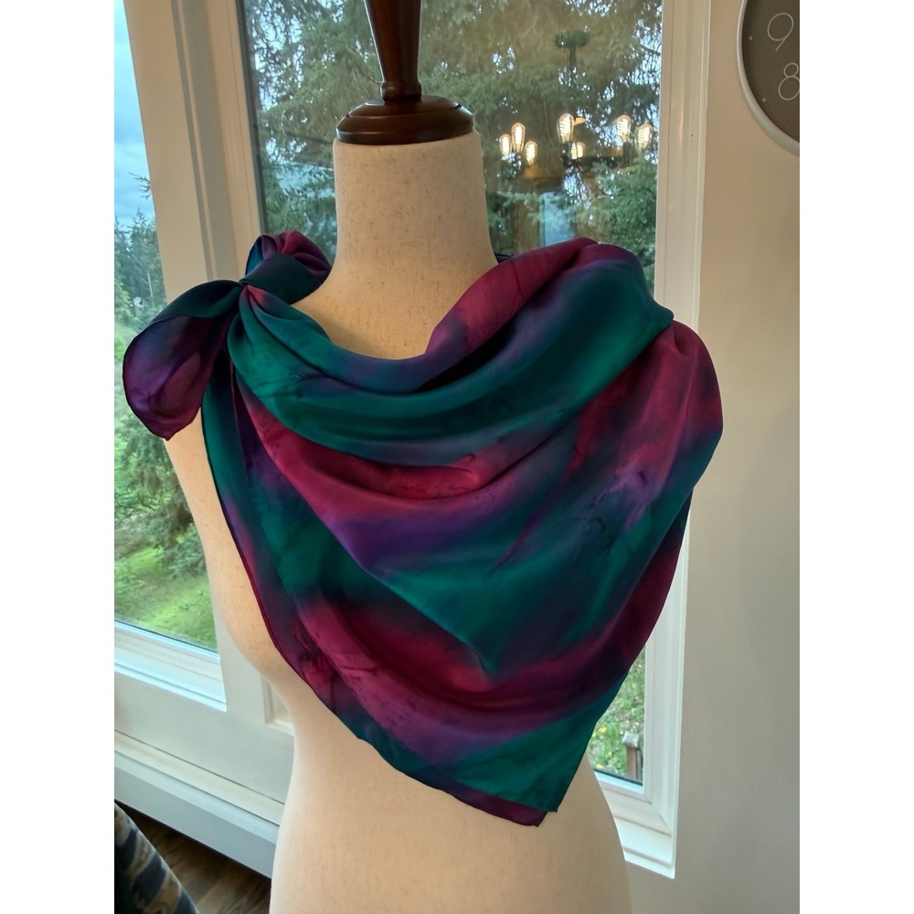 Dina Kohn. Pink Blue hand painted silk scarf